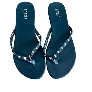 Toast! Navy Blue Studded Sandals - Size 10